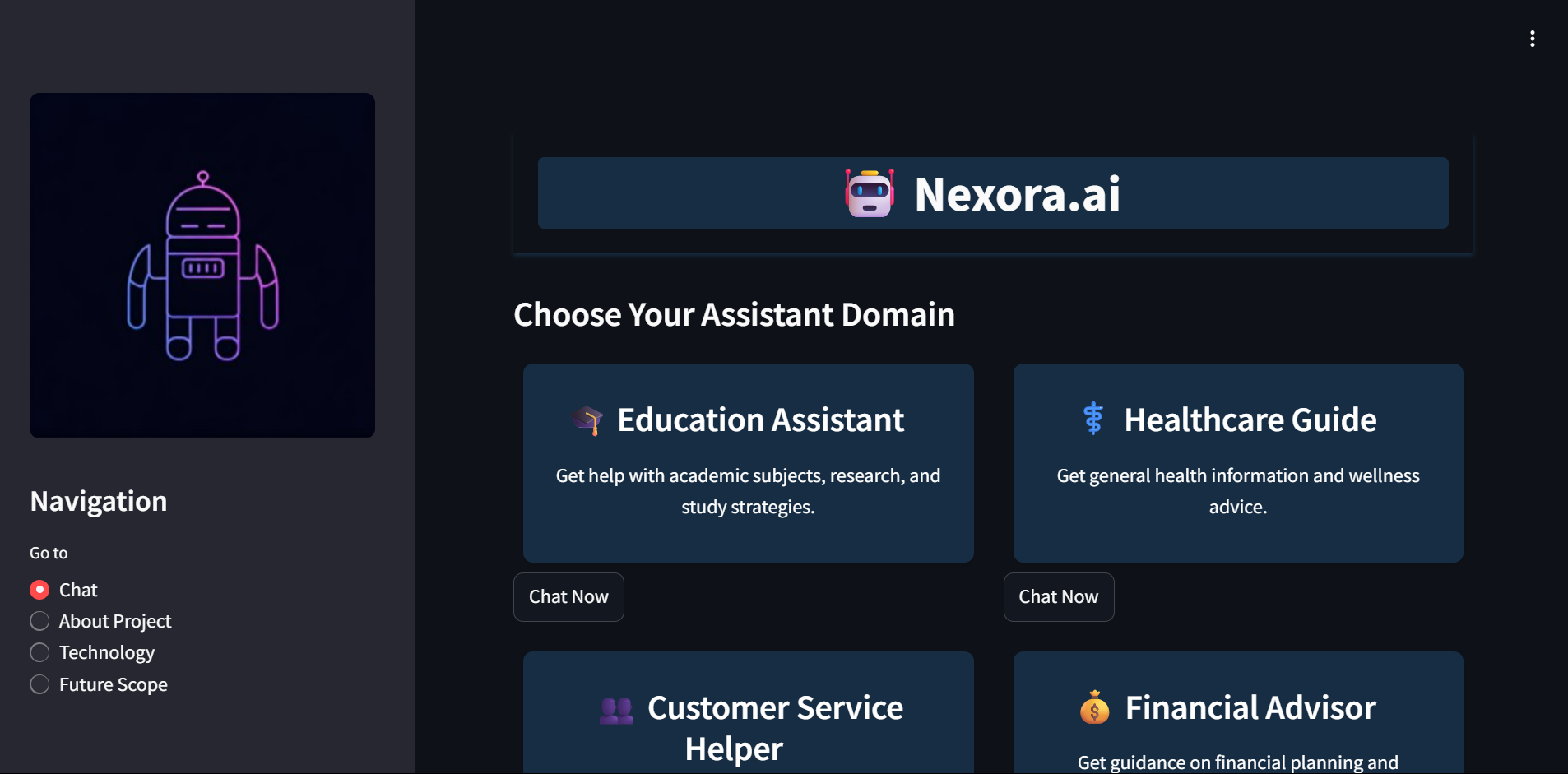 Nexora.ai — Multimodal AI Assistant Main Image