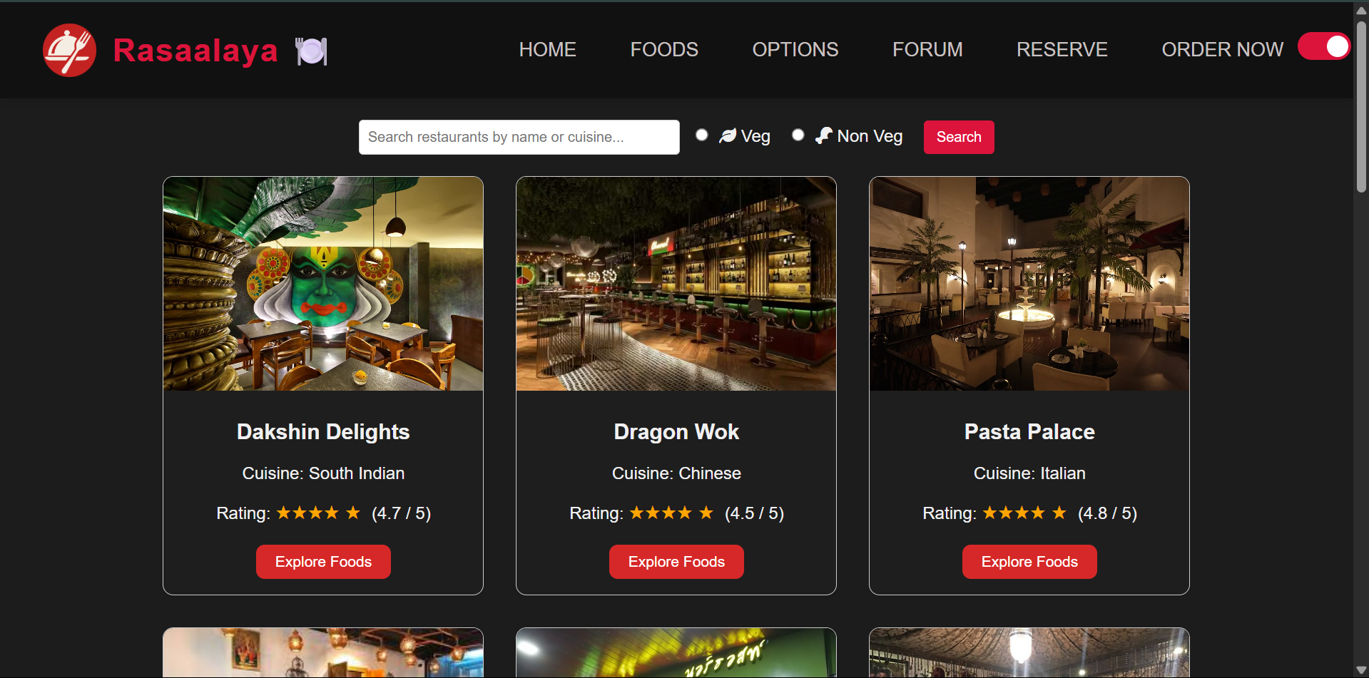 Rasaalaya — Restaurant Listing & Ordering Platform Main Image