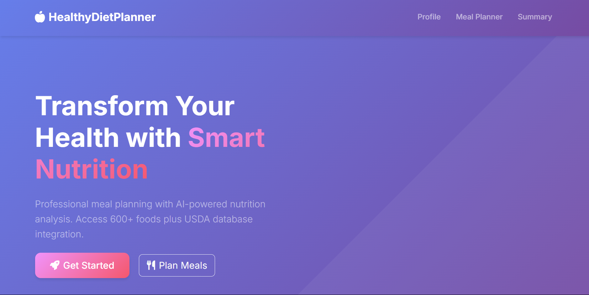 Healthy Diet Planner Main Image